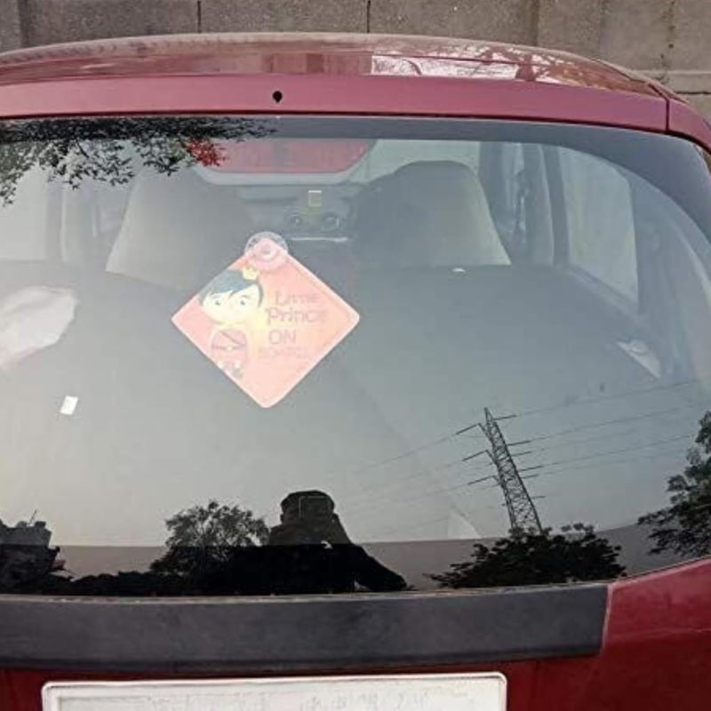CVANU 2pcs Baby on Board Laminated Kids Safety Vinyl Sticker with 2 Suction Cup for Car Drivers (6inX6in)_R1-2 Cleaner resistant - Image 3