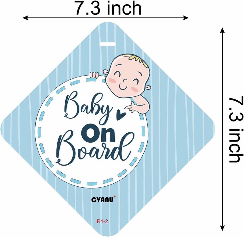 CVANU 2pcs Baby on Board Laminated Kids Safety Vinyl Sticker with 2 Suction Cup for Car Drivers (6inX6in)_R1-2 Cleaner resistant - Image 4