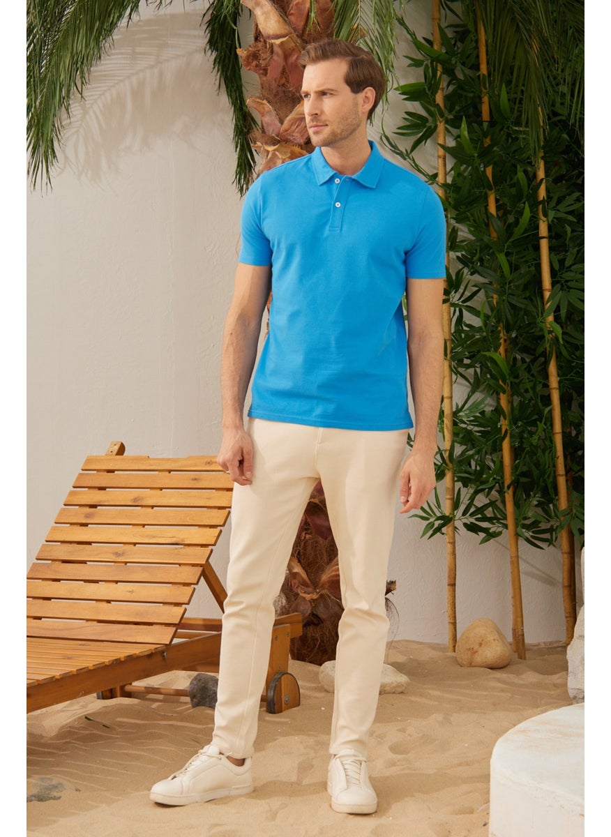 Odelon - Men's Basic Polo Neck T-Shirt (Regular Fit) Turquoise - Image 1