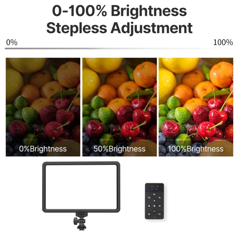 في جيم لوحة إضاءة فيديو LED مقاس 26×17 سم - 96 ليد أبيض و 96 ليد وورم - ثنائي اللون 9-10 واط - درجة حرارة اللون من 2500 كلفن إلى 9000 كلفن - مؤشر تجسيد لوني +90 - تحكم عن بعد - إضاءة ناعمة ومتساوية - 600 لوكس - زاوية شعاع 120 درجة - مناسبة للبث المباشر والتصوير الفوتوغرافي والفيديو والاجتماعات عبر الفيديو - Image 3