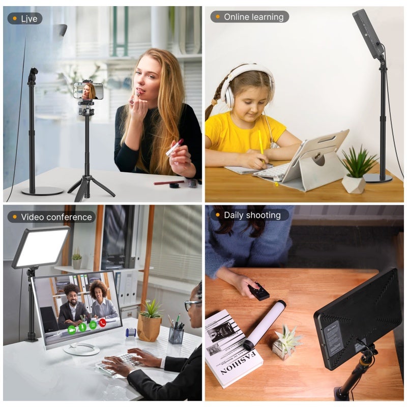 في جيم لوحة إضاءة فيديو LED مقاس 26×17 سم - 96 ليد أبيض و 96 ليد وورم - ثنائي اللون 9-10 واط - درجة حرارة اللون من 2500 كلفن إلى 9000 كلفن - مؤشر تجسيد لوني +90 - تحكم عن بعد - إضاءة ناعمة ومتساوية - 600 لوكس - زاوية شعاع 120 درجة - مناسبة للبث المباشر والتصوير الفوتوغرافي والفيديو والاجتماعات عبر الفيديو - Image 5