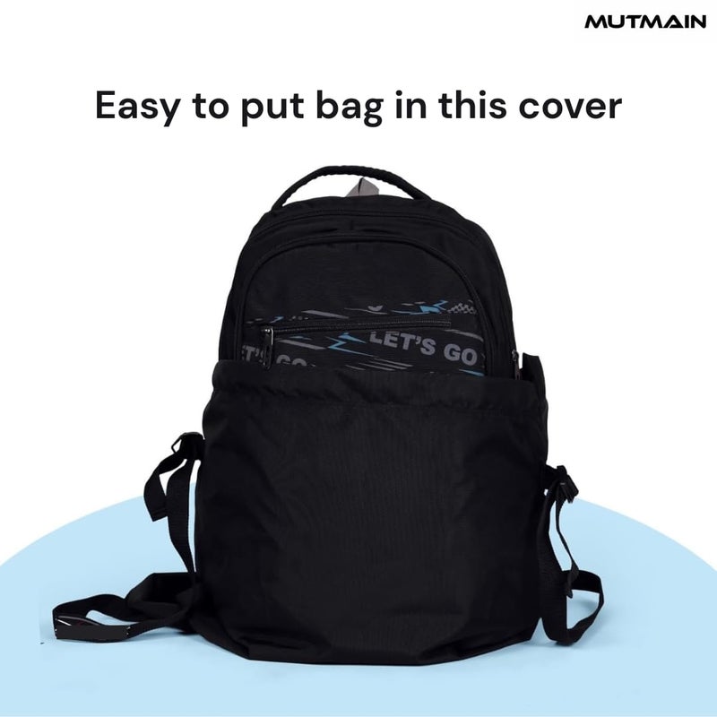 MUTMAIN Full Bag Cover Waterproof rain Cover for Backpack with Storage Pouch, All Side Covered Bag for School, Laptop, Office, Collage Bags with Shoulder Strap, PU Material (30L Full Bag Cover) Black - Image 5
