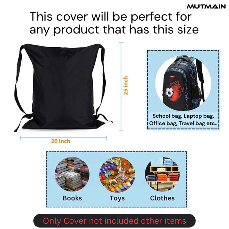 MUTMAIN Full Bag Cover Waterproof rain Cover for Backpack with Storage Pouch, All Side Covered Bag for School, Laptop, Office, Collage Bags with Shoulder Strap, PU Material (30L Full Bag Cover) Black - Image 2