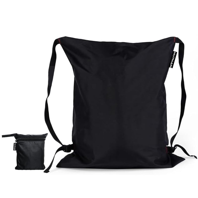 MUTMAIN Full Bag Cover Waterproof rain Cover for Backpack with Storage Pouch, All Side Covered Bag for School, Laptop, Office, Collage Bags with Shoulder Strap, PU Material (30L Full Bag Cover) Black - Image 1