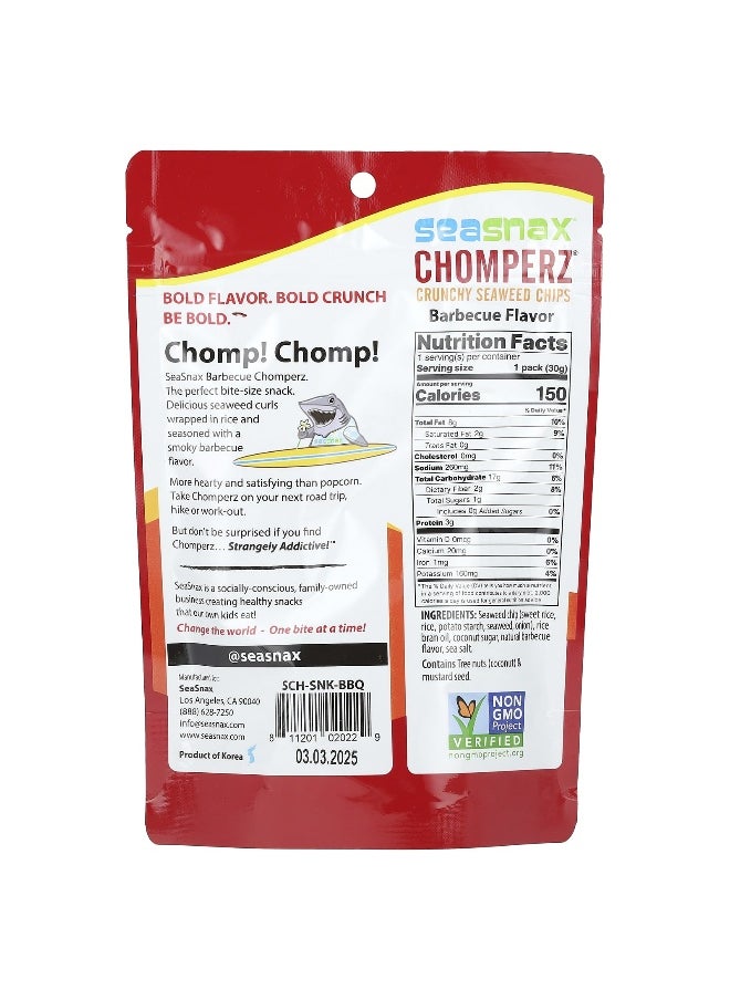 seasnax - SeaSnax, Chomperz, Crunchy Seaweed Chips, Barbecue, 1 oz (30 g) - Image 1