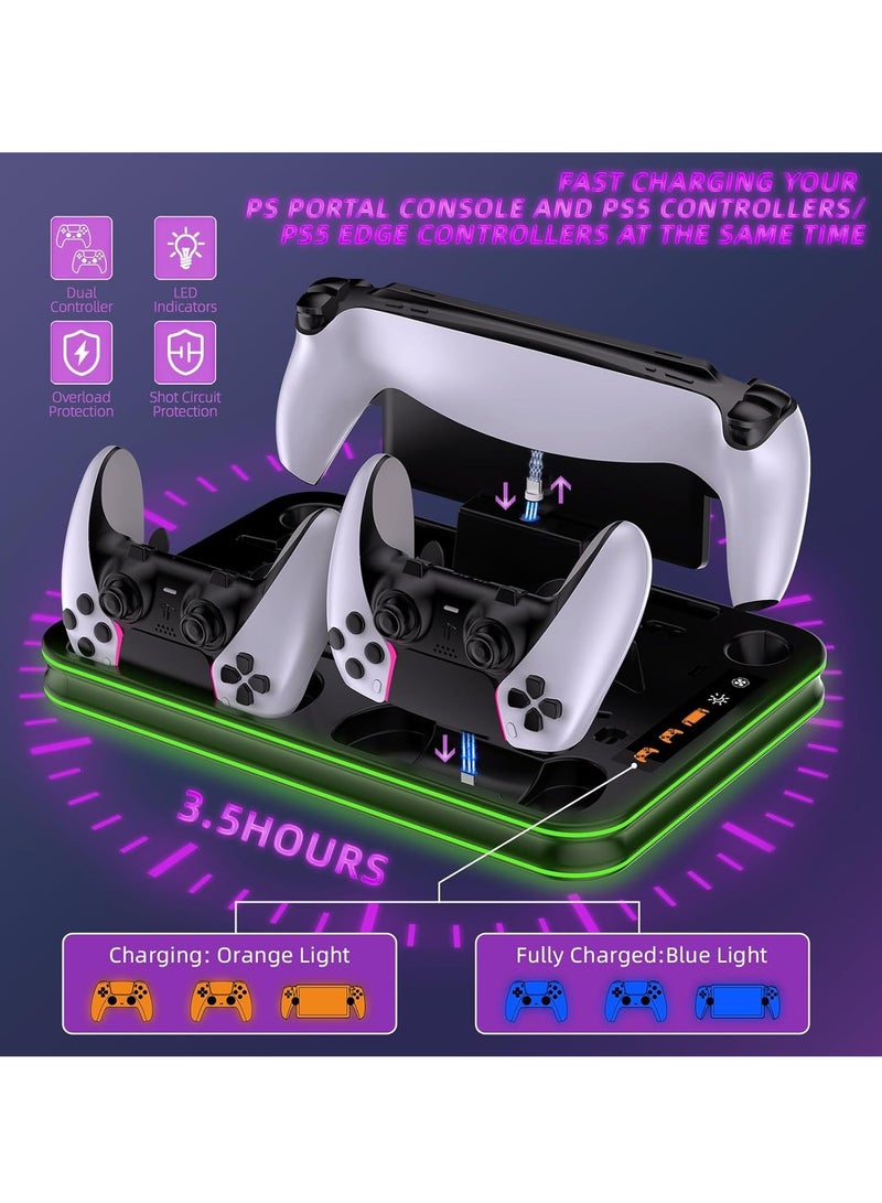 PS5 / PS5 Slim Stand and Cooling Station with RGB LED Controller Charging Station for PlayStation 5 Console, PS Portal Charging Dock, PS5 / PS5 Slim Accessories with 3 Level Cooling Fan - Image 3