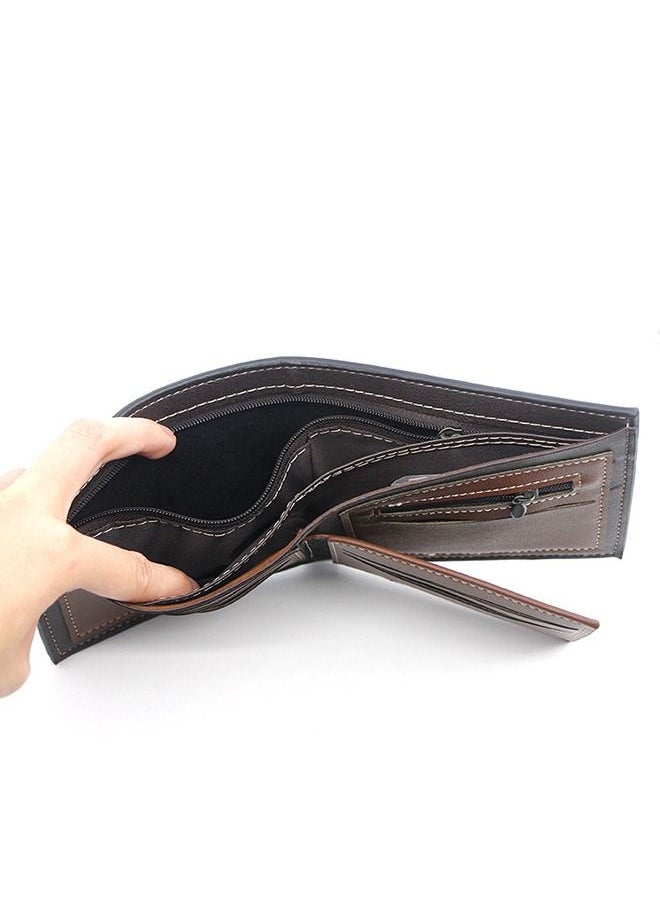 MenBense - Men's Casual Short Fold Over Short Wallet Card Holder Id Bag 11.5*9.5*1.5 cm - Image 1