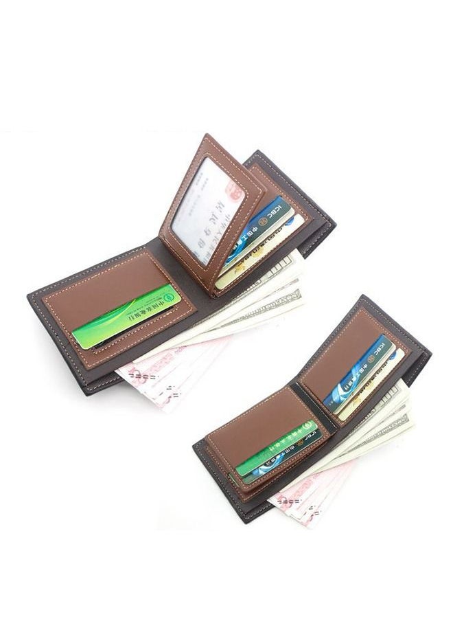 MenBense - Men's Casual Short Fold Over Short Wallet Card Holder Id Bag 11.5*9.5*1.5 cm - Image 1