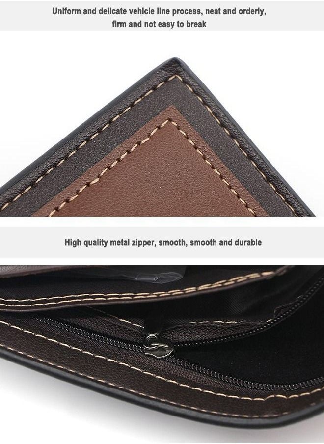 MenBense - Men's Casual Short Fold Over Short Wallet Card Holder Id Bag 11.5*9.5*1.5 cm - Image 1