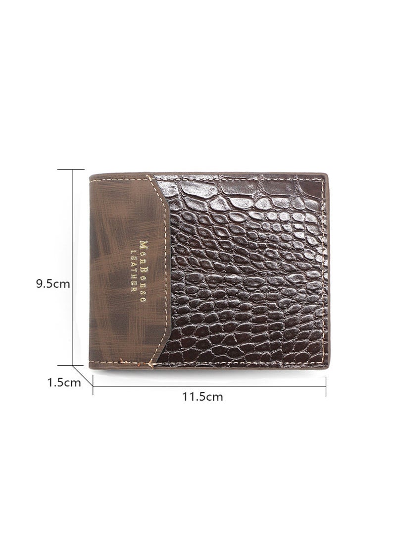 MenBense - Men's Casual Short Fold Over Short Wallet Card Holder Id Bag 11.5*9.5*1.5 cm - Image 1