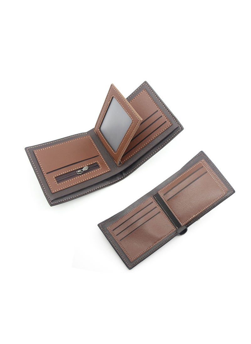 MenBense - Men's Casual Short Fold Over Short Wallet Card Holder Id Bag 11.5*9.5*1.5 cm - Image 1