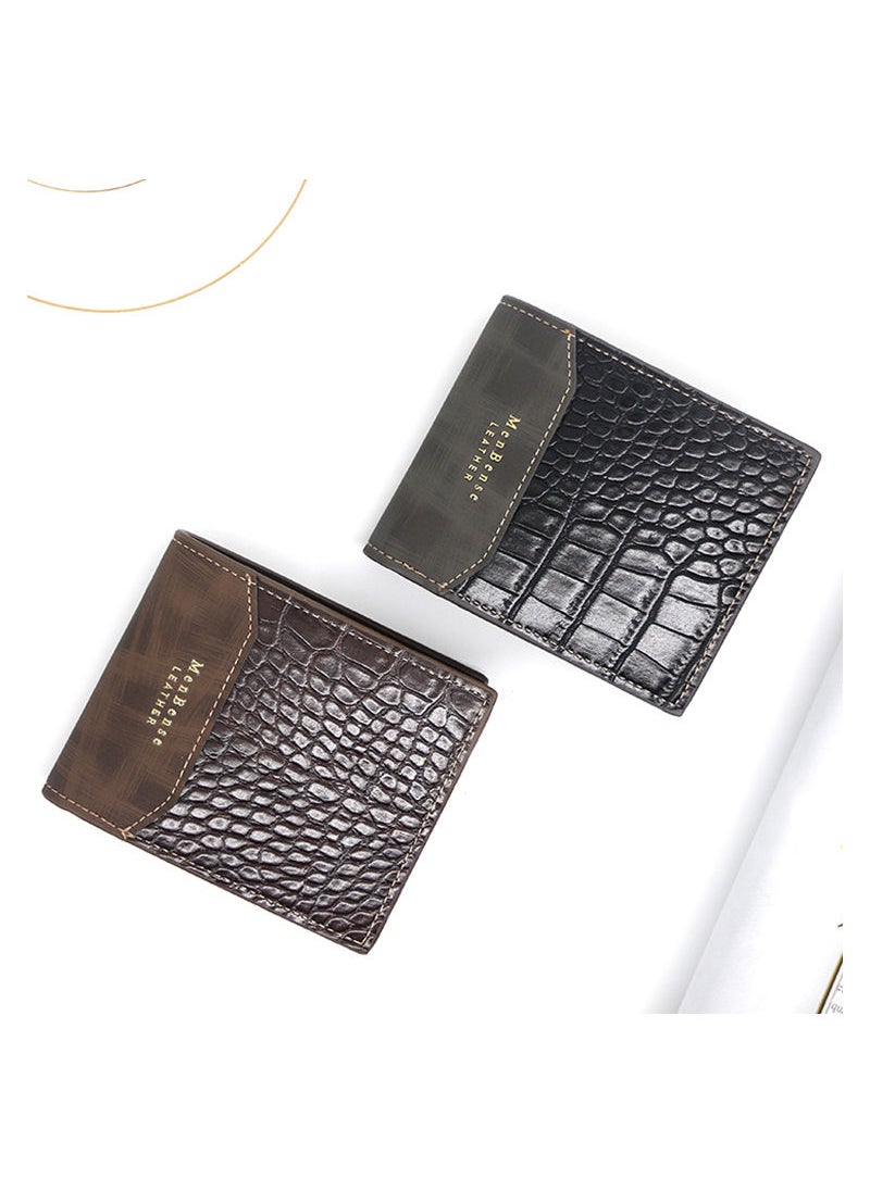MenBense - Men's Casual Short Fold Over Short Wallet Card Holder Id Bag 11.5*9.5*1.5 cm - Image 1