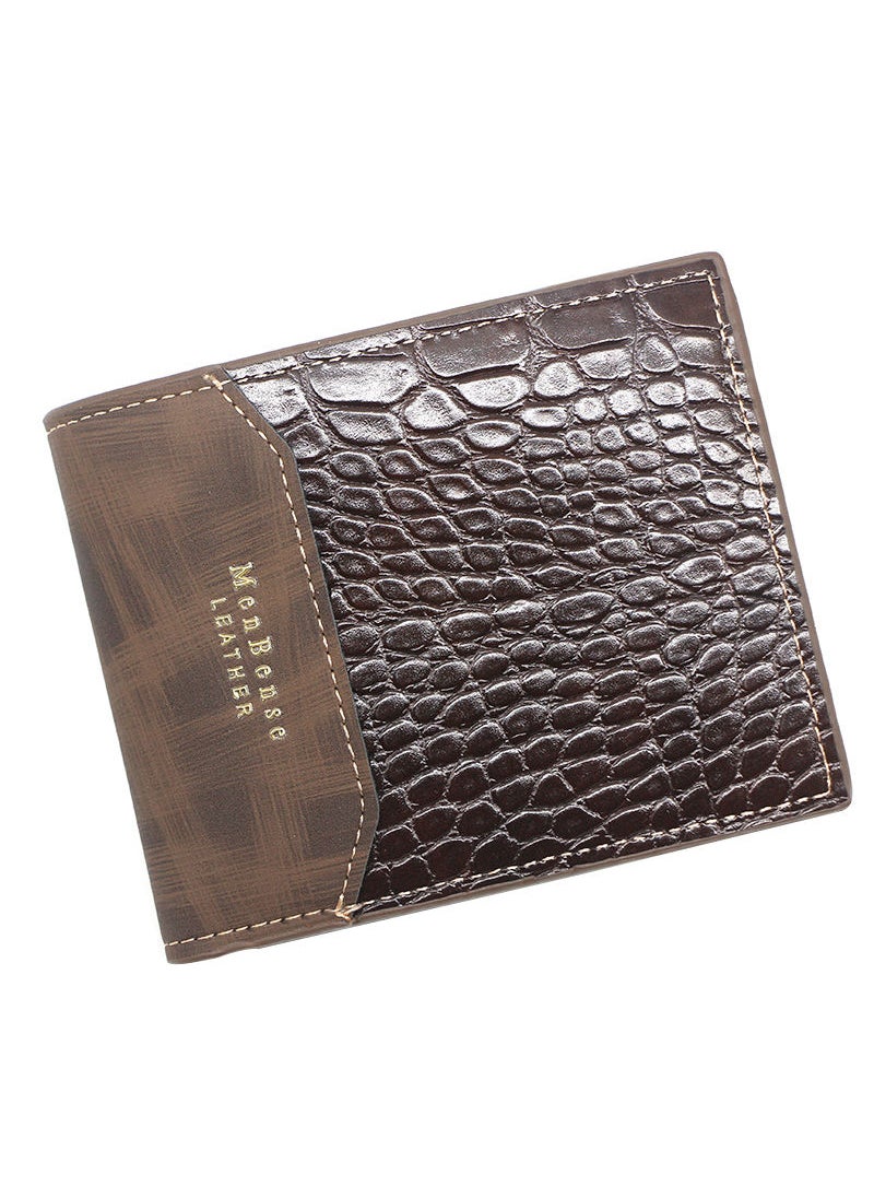 MenBense - Men's Casual Short Fold Over Short Wallet Card Holder Id Bag 11.5*9.5*1.5 cm - Image 1