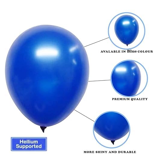BRIJBAZAAR Blue and White Balloons for Decoration - 50Pcs Metallic Balloons Combo - Image 4