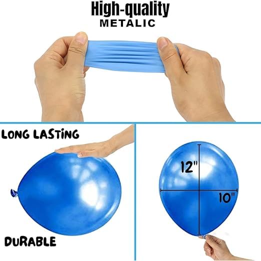 BRIJBAZAAR Blue and White Balloons for Decoration - 50Pcs Metallic Balloons Combo - Image 5