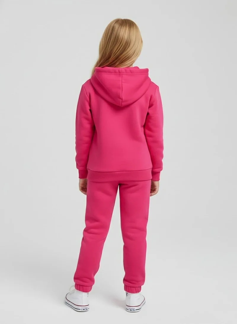 بيبي كلو بدلة رياضية شتوية للبنات من الصوف بلون وردي مع عبارة