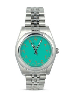 Chairman GENEVE Men's Stainless Steel Wrist Watch with Turquoise Dial and Arabic Numbers  - Image 1
