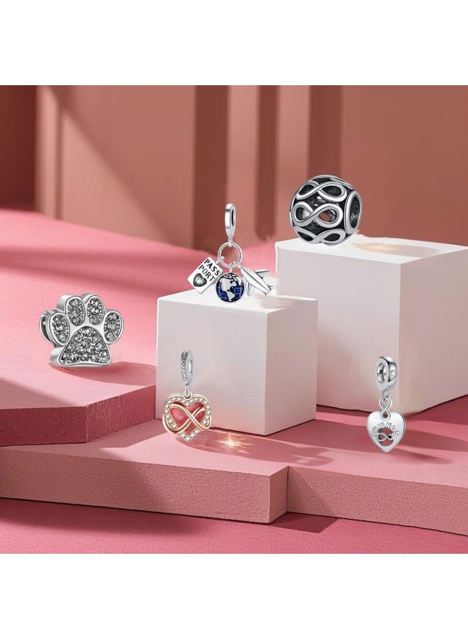 Acrobious 9PCS European Charms Beads Pendant For Bracelet, Charms DIY Bracelets Necklace Jewellery Gift for Birthday Valentine's Day Party Christmas Mother's Day heart cross starfish turtle family dog paw - Image 2