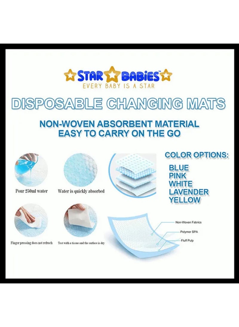 STAR BABiES Combo Pack Diposable Changing Mat 6Pcs With Disposable Towel Pack Of 3 White  - Image 4