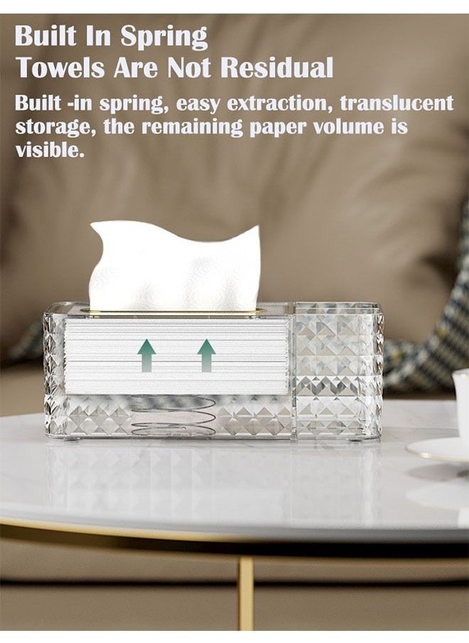 ZCM-HAPPY 2-Piece Multifunctional Rectangular Tissue Box Tissue Storage Box with Pen Pencil Stationery Phone Remote Holder Storage Box for Home Restaurant and Office  - Image 2