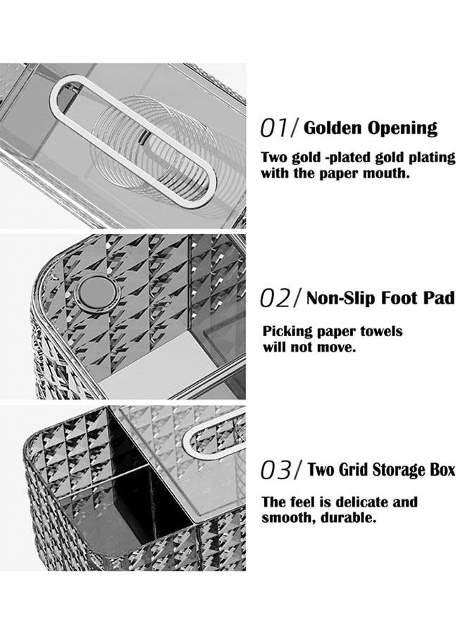 ZCM-HAPPY 2-Piece Multifunctional Rectangular Tissue Box Tissue Storage Box with Pen Pencil Stationery Phone Remote Holder Storage Box for Home Restaurant and Office  - Image 4