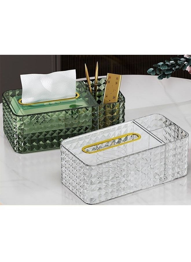 ZCM-HAPPY 2-Piece Multifunctional Rectangular Tissue Box Tissue Storage Box with Pen Pencil Stationery Phone Remote Holder Storage Box for Home Restaurant and Office  - Image 5