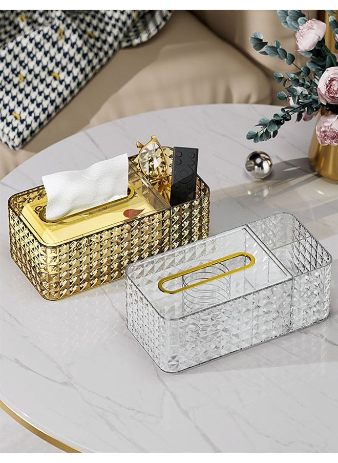 ZCM-HAPPY 2-Piece Multifunctional Rectangular Tissue Box Tissue Storage Box with Pen Pencil Stationery Phone Remote Holder Storage Box for Home Restaurant and Office  - Image 3
