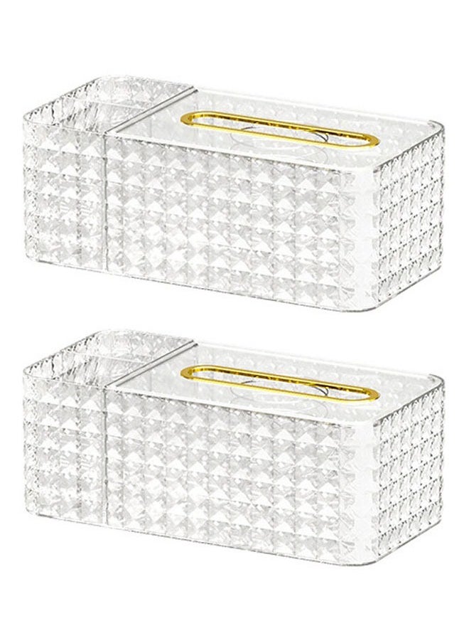 ZCM-HAPPY 2-Piece Multifunctional Rectangular Tissue Box Tissue Storage Box with Pen Pencil Stationery Phone Remote Holder Storage Box for Home Restaurant and Office  - Image 1