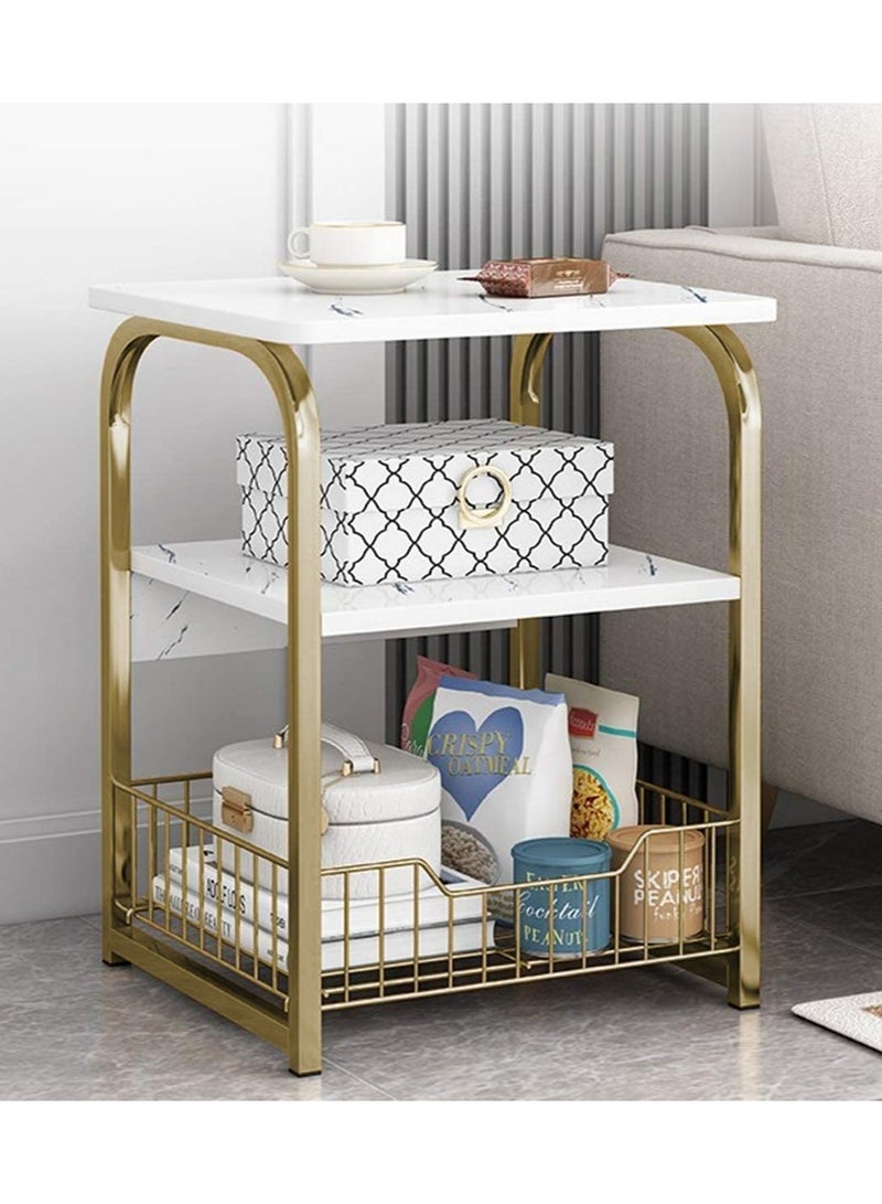 DubaiGallery Fashion Side End Table and Nightstand Bedside Desk with Storage Basket for Living Room or Bedroom - Image 4