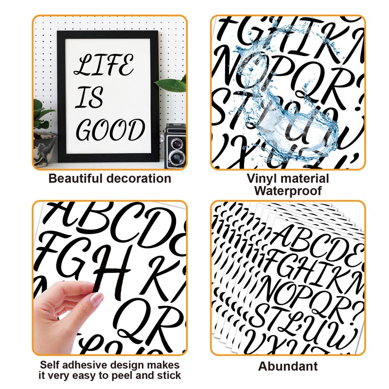 Bemeol 864 Pieces Letter Stickers 24 Sheets 2 Inch Self Adhesive Stickers Letters for Bulletin Board Classroom Mailbox Door Home Decor(Black) - Image 4