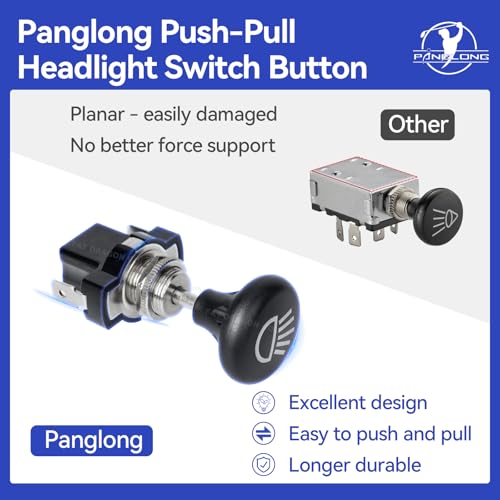 Panglong Universal Golf Cart Light Switch, Push Pull Headlight Switch Button-12Volt Replace for Golf Cart Club Car, Yamaha, EZGO Models, OEM #4034 - Image 5