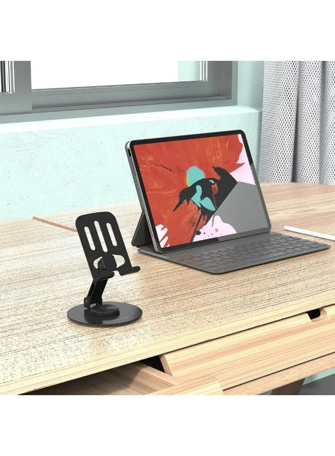 porodo Blue Desktop Phone Holder with 360° Rotating Base, Foldable Adjustable Arm, Stable Non-Slip Base, Aluminum Alloy & Carbon Steel Build, Universal Compatibility for Horizontal & Vertical Viewing – Black - Image 3