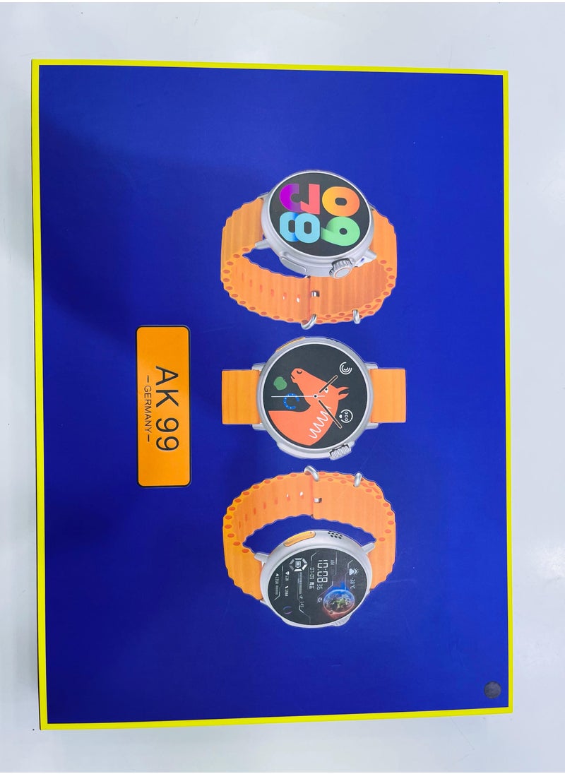 China - AK99 Round Shaped Smart Watch Ultra with 7 Set Strap and Watch and Wireless Charger. - Image 1