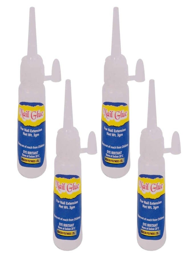 FStyler Nail Glue Super Strong Adhesive For Professional Nail Art Extension (Pack of 4) (White)