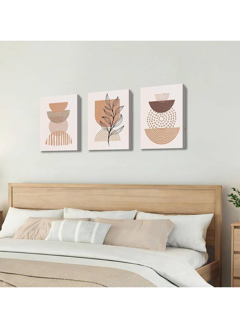RATSAW Set Of 3 Framed Canvas Wall Arts Stretched Over Wooden Frame Paintings for Home Living Room Office Decor 30x40 cm Boho Sun and Moon Canvas  Abstract Wall Art Prints Framed Painting - Image 2