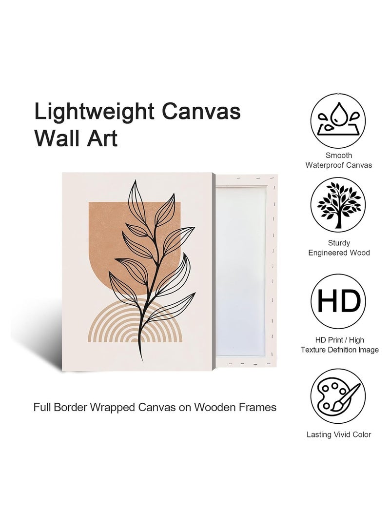 RATSAW Set Of 3 Framed Canvas Wall Arts Stretched Over Wooden Frame Paintings for Home Living Room Office Decor 30x40 cm Boho Sun and Moon Canvas  Abstract Wall Art Prints Framed Painting - Image 3