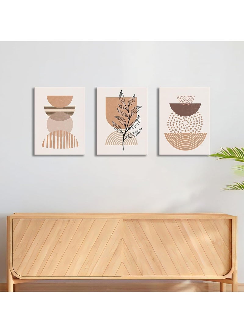 RATSAW Set Of 3 Framed Canvas Wall Arts Stretched Over Wooden Frame Paintings for Home Living Room Office Decor 30x40 cm Boho Sun and Moon Canvas  Abstract Wall Art Prints Framed Painting - Image 4