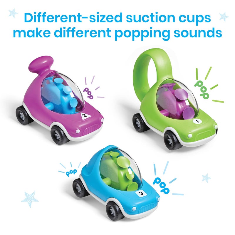 Hand2Mind Popping Fidget Cars - Suction Cup Toys for Fine Motor Skills, Toddler & Preschool Sensory Play, Anxiety Relief (Set of 3) - Image 5