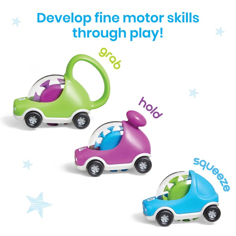 Hand2Mind Popping Fidget Cars - Suction Cup Toys for Fine Motor Skills, Toddler & Preschool Sensory Play, Anxiety Relief (Set of 3) - Image 3