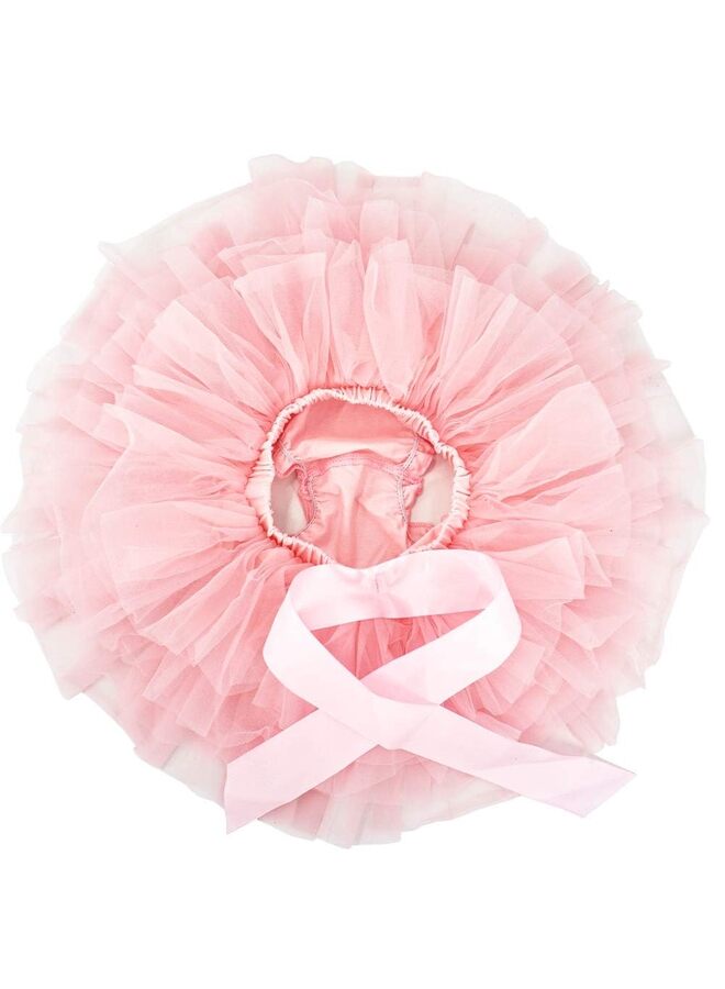 تنورة توتو ناعمة ورقيقة للبنات مع غطاء حفاضات، طقم تنورة توتو للبنات الصغيرات مع عصابة رأس مزينة بالزهور. (المقاس: متوسط) - Image 3