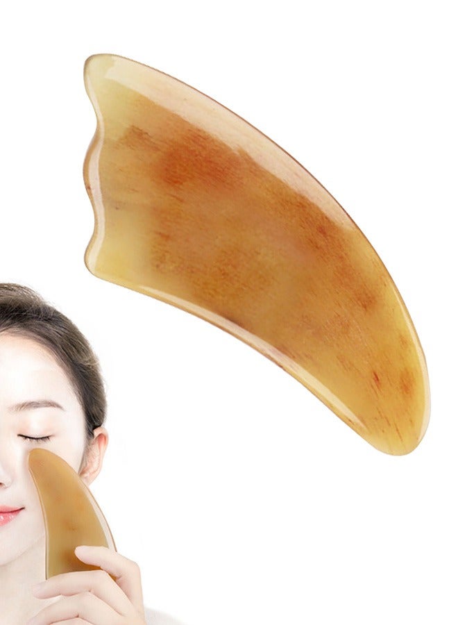 إسكدنيا أداة تدليك القرون الطبيعية غوا شا، مضادة للشيخوخة ومضادة للتجاعيد، أحجار تدليك لوح غوا شا، أداة تدليك متعددة الوظائف لعلاج الوخز بالإبر في المنتجع الصحي (أصفر) - Image 1