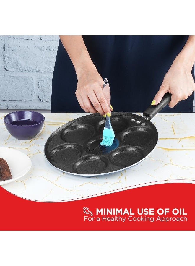 Vinod Zest Non-Stick 7 Pits Mini Uttapam Pan of 26 cm Diameter with Riveted Sturdy Handle (Gas Stove Compatible), PFOA Free - 3mm Thickness, 2 Years Warranty - Blue - Image 2