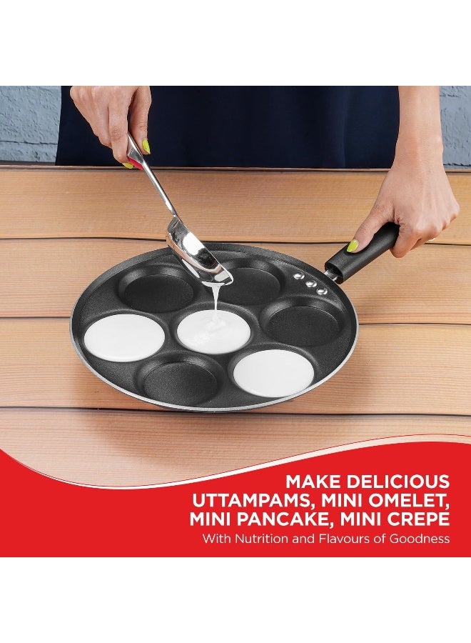 Vinod Zest Non-Stick 7 Pits Mini Uttapam Pan of 26 cm Diameter with Riveted Sturdy Handle (Gas Stove Compatible), PFOA Free - 3mm Thickness, 2 Years Warranty - Blue - Image 3