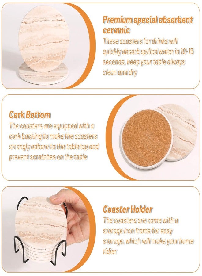 Acejoz Drink Coasters Set of 6, Absorbent Coaster for Coffee Table Decor, Marble Style Ceramic Coaster for Home Decor, 4 Inches - Image 5