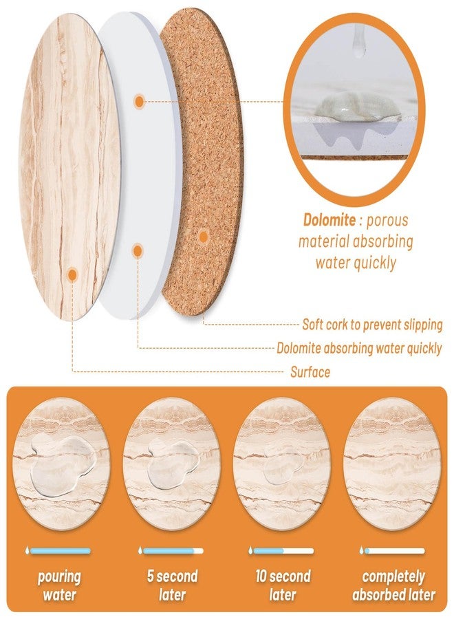 Acejoz Drink Coasters Set of 6, Absorbent Coaster for Coffee Table Decor, Marble Style Ceramic Coaster for Home Decor, 4 Inches - Image 4