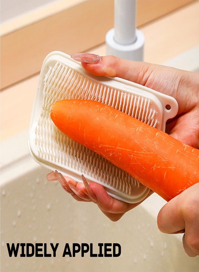 PKRFCJ 4 Pcs Vegetable Brush, Vegetable Scrubber, Potato Scrubber Brush, Effectively Removes Dirt for Potatoes Carrots Lotus Roots Cucumbers (White, Beige) - Image 4