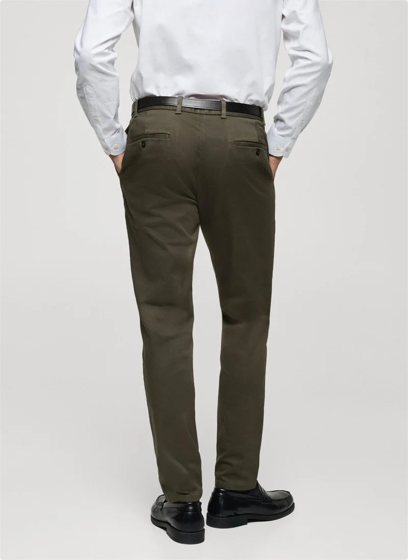 مانجو مان Barna Cropped Tapered Chino Trousers