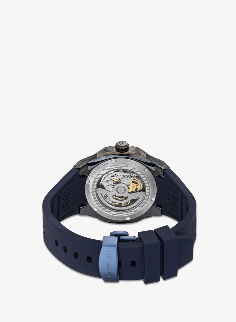 CERRUTI 1881  Razzuolo Men's 45.5mm Automatic Watch with Blue Silicone Strap & Smokey Grey Dial for Men | Best Price UAE
