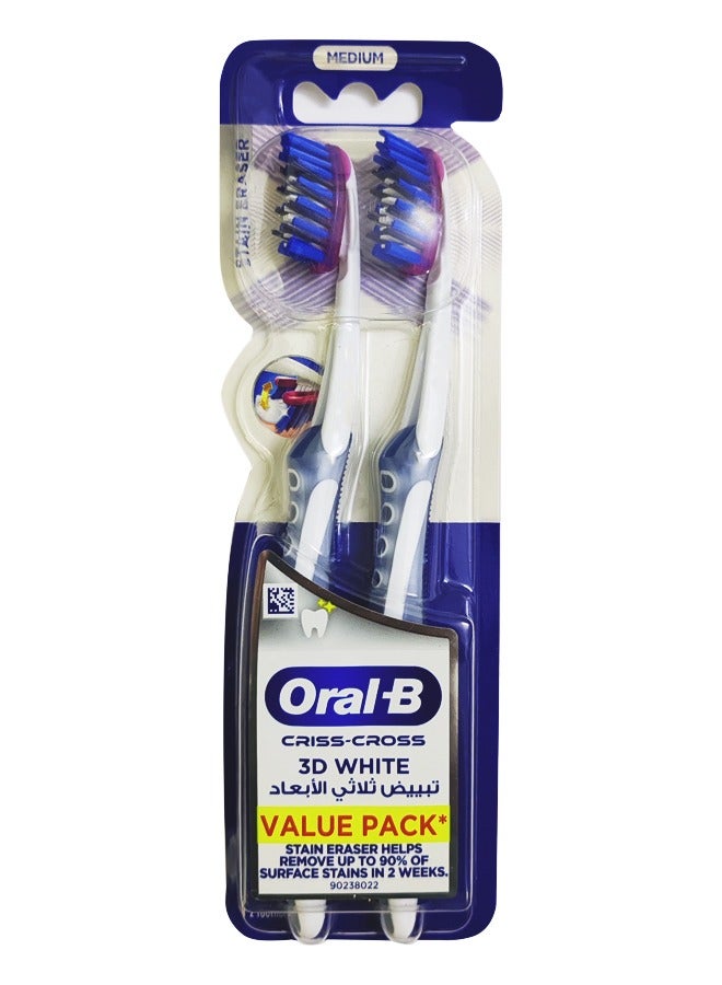 أورال بي فرشاة أسنان كريس كروس 3D وايت، قطعتين