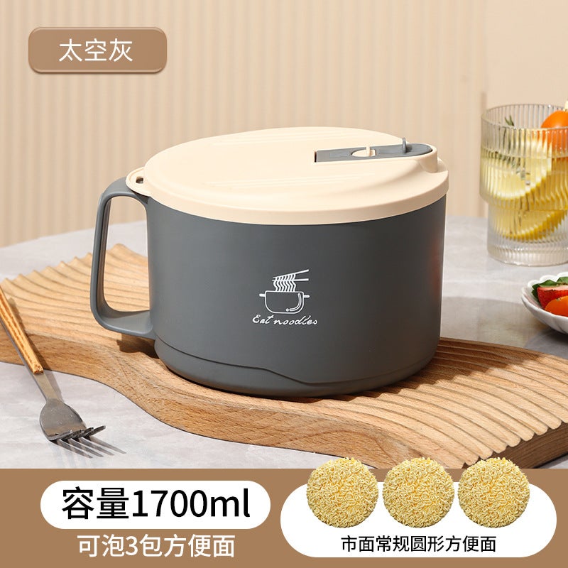 304 Stainless Steel Instant Noodle Bowl With Lid Large Student Lunch Box Adult Dormitory Canteen Lunch Box Lunch Box Can Be Delivered On Behalf - Image 1